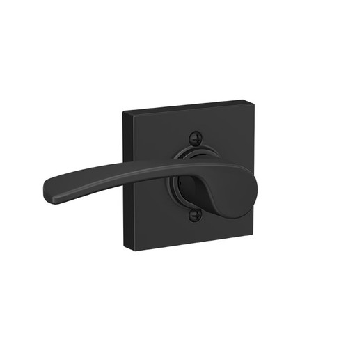 Schlage Residential F10 Merano Passage Lever Lock With Collins Trim Function, Decorative, Matte Black