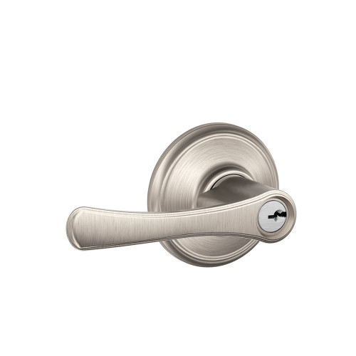 Schlage Residential F51A Avila Keyed Entry Lever Lock Function, Satin Nickel
