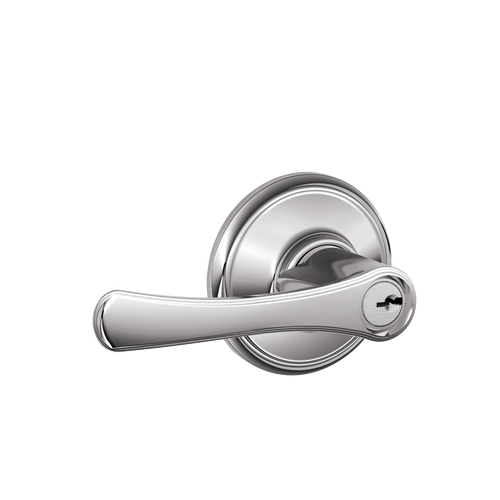 Schlage Residential F51A Avila Keyed Entry Lever Lock Function, Bright Polished Chrome