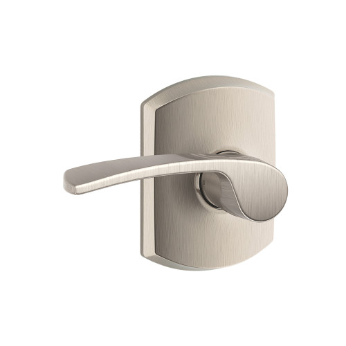 Schlage Residential F10 Merano Passage Lever Lock With Greenwich Trim Function, Decorative, Satin Nickel