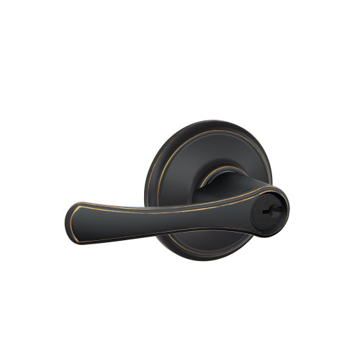 Schlage Residential F51A Avila Keyed Entry Lever Lock Function, Aged Bronze