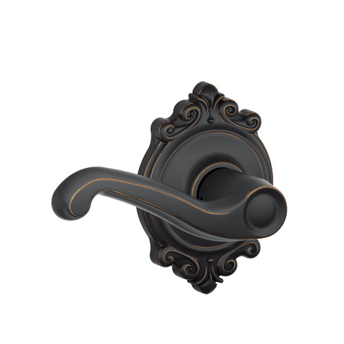 Schlage Residential F10 Flair Passage Lever Lock With Brookshire Trim Function, Decorative, Aged Bronze