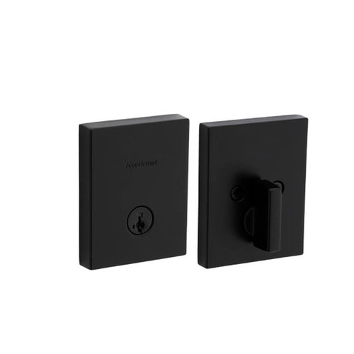 Kwikset San Clemente Single Cylinder Deadbolt, -Low Profile Rectangular Rose, Smartkey, 6-Way Adjustable Latch, Round And Square Corner Strikes, Keyed Alike, Matte Black