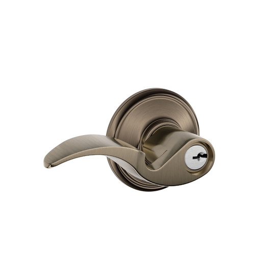 Schlage Residential F51A Avanti Keyed Entry Lever Lock Function, Antique, Satin Nickel Blackened