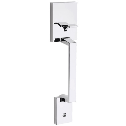 Kwikset Amador Exterior Handle Only With Round Corner Adjustable Latch And Round Corner Strike, Bright Polished Chrome