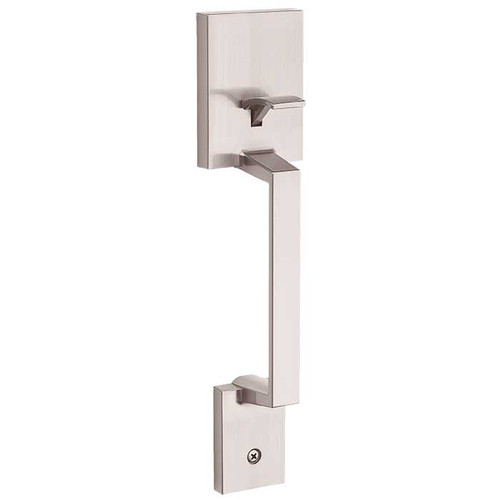 Kwikset Amador Exterior Handle Only With Round Corner Adjustable Latch And Round Corner Strike, Satin Nickel