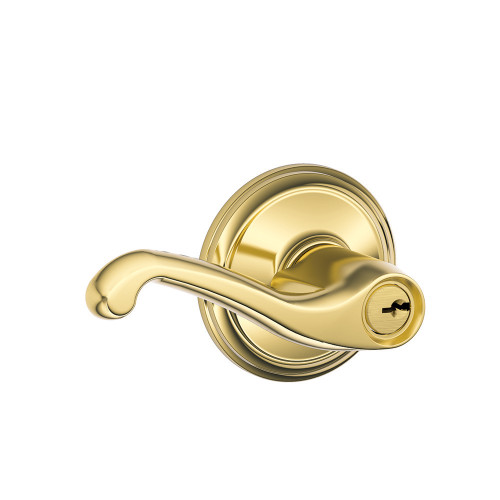 Schlage Residential F51A Flair Keyed Entry Lever Lock Function, Bright Polished Brass