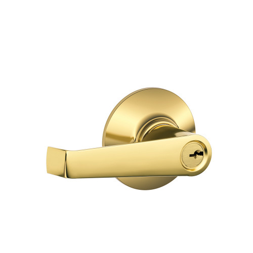 Schlage Residential F51A Elan Keyed Entry Lever Lock Function, Bright Polished Brass