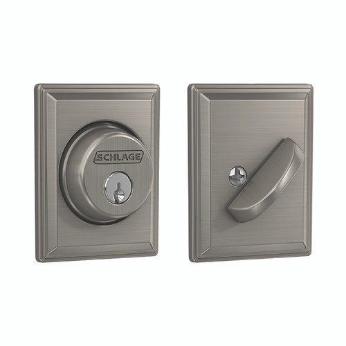 Schlage Residential B60 Deadbolt With Grandville Trim Single Cylinder, Dual Option Latch, Adjustable Backset, 1-1/8" X 2-3/4" Round Corner Strike, Decorative, Satin Nickel