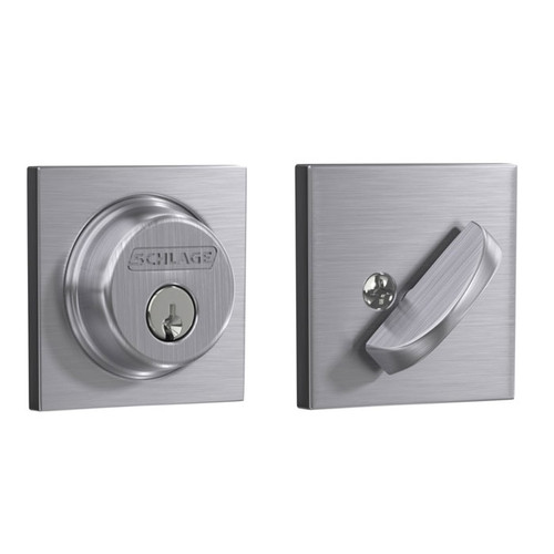 Schlage Residential B60 Deadbolt With Collins Trim Single Cylinder, Dual Option Latch, Adjustable Backset, 1-1/8" X 2-3/4" Round Corner Strike, Decorative, Satin Chrome