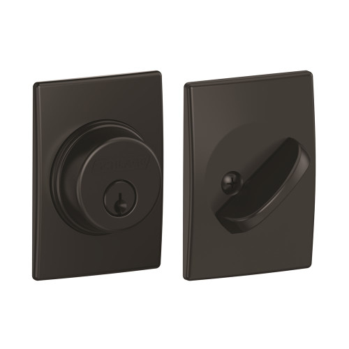 Schlage Residential B60 Deadbolt With Century Trim Single Cylinder, Dual Option Latch, Adjustable Backset, 1-1/8" X 2-3/4" Round Corner Strike, Decorative, Matte Black