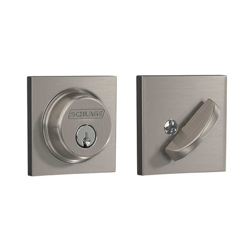 Schlage Residential B60 Deadbolt With Collins Trim Single Cylinder, Dual Option Latch, Adjustable Backset, 1-1/8" X 2-3/4" Round Corner Strike, Decorative, Satin Nickel