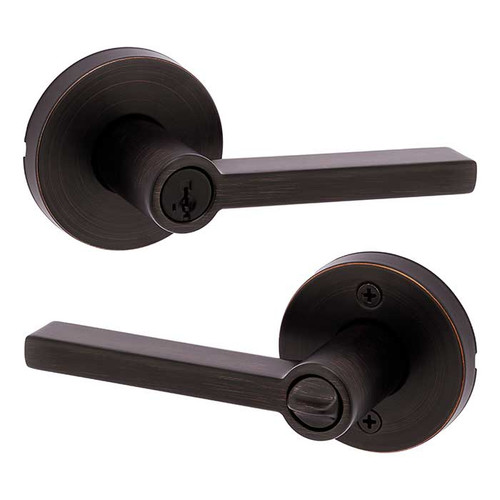 Kwikset Halifax Keyed Entry Lever Smartkey, Round Rose With 6-Way Adjustable Latch And Round Corner Strike, Venetian Bronze