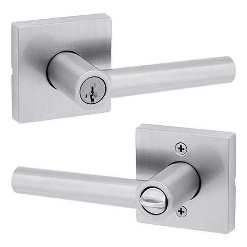 Kwikset Milan Keyed Entry Lever Smartkey, Square Rose With 6-Way Adjustable Latch And Round Corner Strike, Satin Chrome