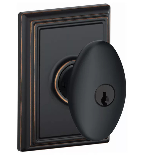 Schlage Residential F51A Siena Keyed Entry Knob Lock With Addison Trim Function, Decorative, Aged Bronze