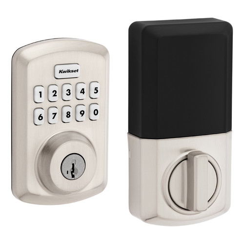 Kwikset Powerbolt 9250 Electronic Deadbolt Transitional, Smartkey Cylinder, Stand Alone, Battery Powered (Batteries Not Included), 4-Way Adjustable Latch And Round Corner Strike, KW1 Keyway, Satin Nickel