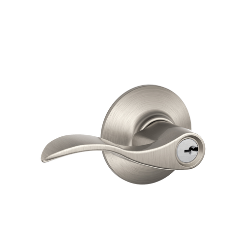 Schlage Residential F51Af Accent Keyed Entry Lever Lock Function, Ul Listed, Satin Nickel
