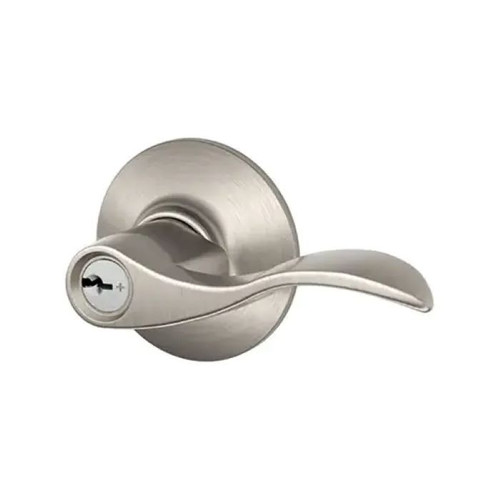 Schlage Residential F80 Accent Storeroom Lever Lock Keyed Function, Right Hand Handing, Satin Nickel