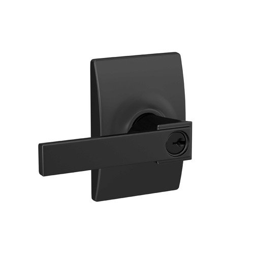 Schlage Residential F51A Northbrook Keyed Entry Lever Lock With Century Trim Function, Decorative, Matte Black