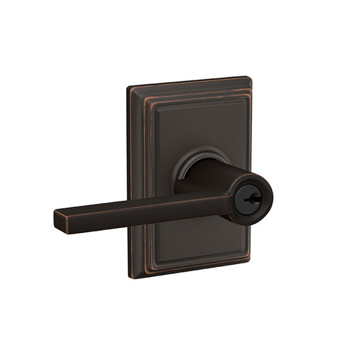 Schlage Residential F51A Latitude Keyed Entry Lever Lock With Addison Trim Function, Decorative, Aged Bronze