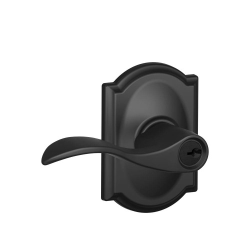 Schlage Residential F51A Accent Keyed Entry Lever Lock With Camelot Trim Function, Decorative, Matte Black