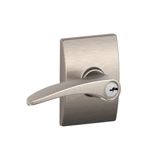 Schlage Residential F51A Manhattan Keyed Entry Lever Lock With Century Trim Function, Decorative, Satin Nickel