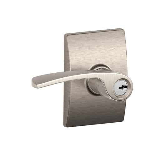 Schlage Residential F51A Merano Keyed Entry Lever Lock With Century Trim Function, Decorative, Satin Nickel
