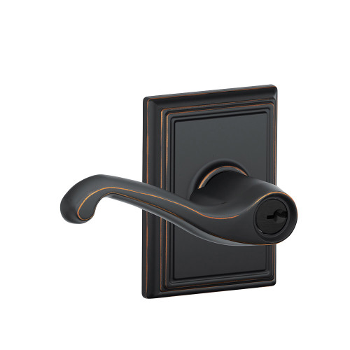Schlage Residential F51A Flair Keyed Entry Lever Lock With Addison Trim Function, Decorative, Aged Bronze