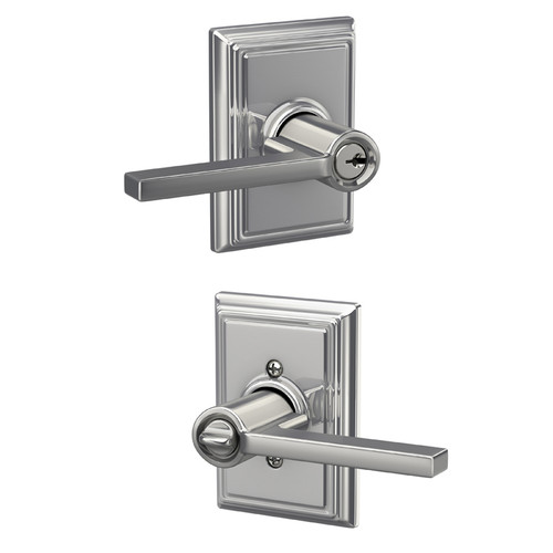 Schlage Residential F51A Latitude Keyed Entry Lever Lock With Addison Trim Function, Decorative, Bright Polished Chrome