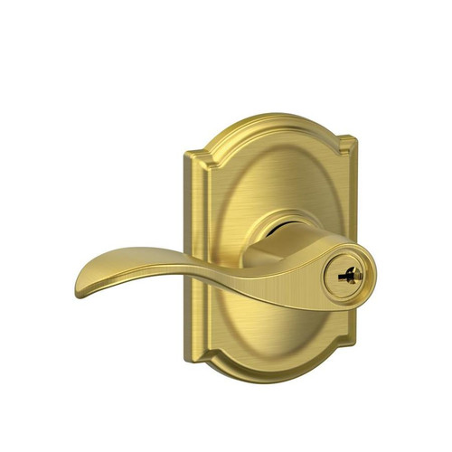 Schlage Residential F51A Accent Keyed Entry Lever Lock With Camelot Trim Function, Decorative, Satin Brass