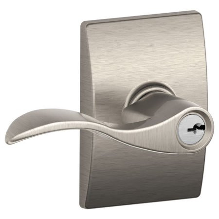 Schlage Residential F51A Accent Keyed Entry Lever Lock With Century Trim Function, Decorative, Satin Nickel