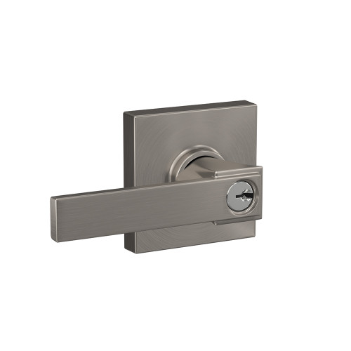 Schlage Residential F51A Northbrook Keyed Entry Lever Lock With Collins Trim Function, Decorative, Satin Nickel