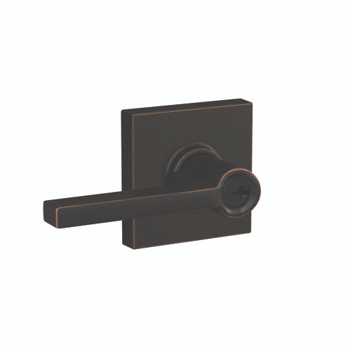 Schlage Residential F51A Latitude Keyed Entry Lever Lock With Collins Trim Function, Decorative, Aged Bronze