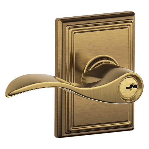 Schlage Residential F51A Accent Keyed Entry Lever Lock With Addison Trim Function, Antique, Decorative, Satin Brass Blackened
