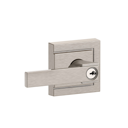 Schlage Residential F51A Northbrook Keyed Entry Lever Lock With Upland Trim Function, Decorative, Satin Nickel