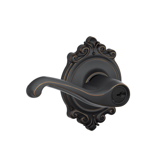 Schlage Residential F51A Flair Keyed Entry Lever Lock With Brookshire Trim Function, Decorative, Aged Bronze