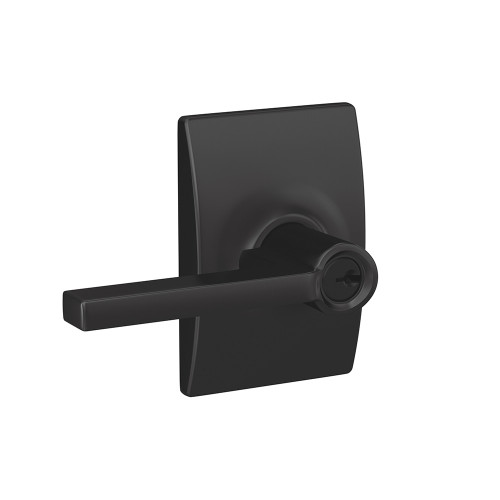 Schlage Residential F51A Latitude Keyed Entry Lever Lock With Century Trim Function, Decorative, Matte Black