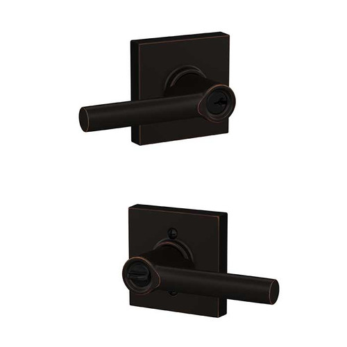 Schlage Residential F51A Broadway Keyed Entry Lever Lock With Collins Trim Function, Decorative, Aged Bronze