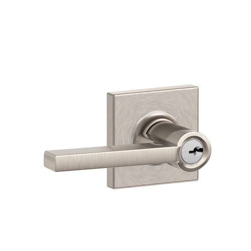 Schlage Residential F51A Latitude Keyed Entry Lever Lock With Collins Trim Function, Decorative, Satin Nickel