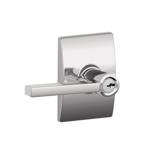 Schlage Residential F51A Latitude Keyed Entry Lever Lock With Century Trim Function, Decorative, Bright Polished Chrome