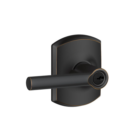 Schlage Residential F51A Broadway Keyed Entry Lever Lock With Greenwich Trim Function, Decorative, Aged Bronze
