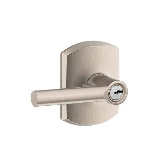 Schlage Residential F51A Broadway Keyed Entry Lever Lock With Greenwich Trim Function, Decorative, Satin Nickel