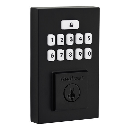 Kwikset Smartcode 9260 Keypad Electronic Deadbolt Contemporary Smartkey With Round Corner Adjustable 20 Minute Ul Latch And Round Corner Strike, Matte Black