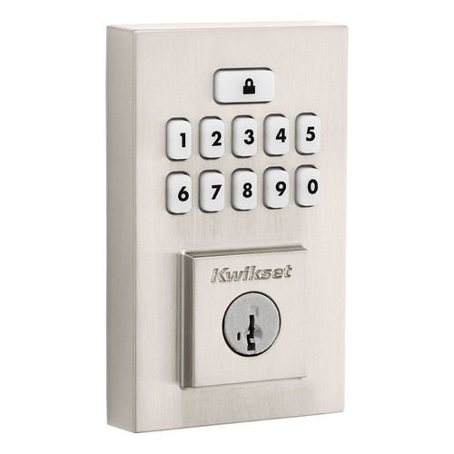 Kwikset Smartcode 9260 Keypad Electronic Deadbolt Contemporary Smartkey With Round Corner Adjustable 20 Minute Ul Latch And Round Corner Strike, Satin Nickel