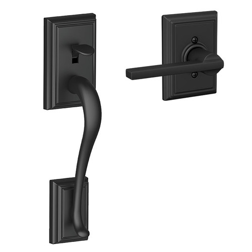 Schlage Residential Fe285 Handleset With Interior Trim Addison Style (Deadbolt Not Included), Latitude Lever, Matte Black