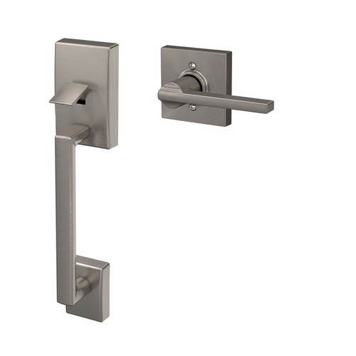 Schlage Residential Fe285 Handleset With Interior Trim Century Style (Deadbolt Not Included), Latitude Lever, Collins Decorative Inside, Satin Nickel