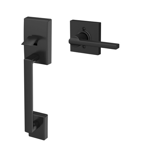 Schlage Residential Fe285 Handleset With Interior Trim Century Style (Deadbolt Not Included), Latitude Lever, Collins Decorative Inside, Matte Black