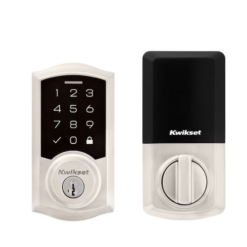 Kwikset Smartcode 9270 Touchpad Electronic Deadbolt Traditional Smartkey With Round Corner Adjustable 20 Minute Ul Latch And Round Corner Strike, Satin Nickel