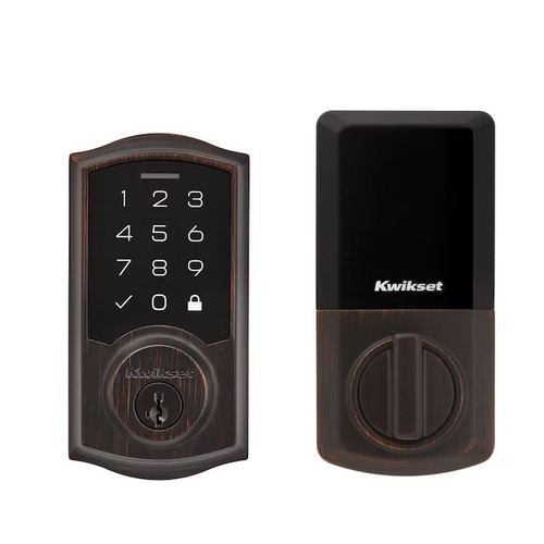 Kwikset Smartcode 9270 Touchpad Electronic Deadbolt Traditional Smartkey With Round Corner Adjustable 20 Minute Ul Latch And Round Corner Strike, Venetian Bronze