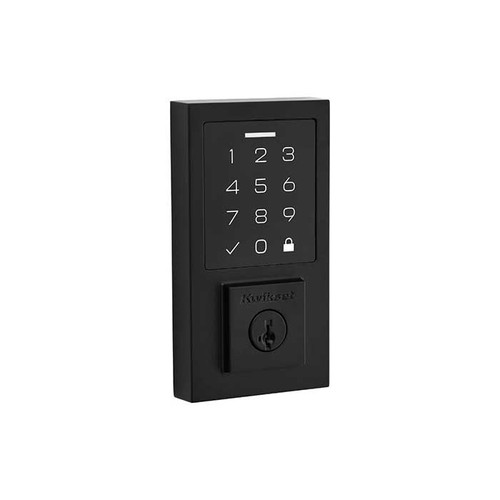 Kwikset Smartcode 9270 Touchpad Electronic Deadbolt Contemporary Smartkey With Round Corner Adjustable 20 Minute Ul Latch And Round Corner Strike, Matte Black